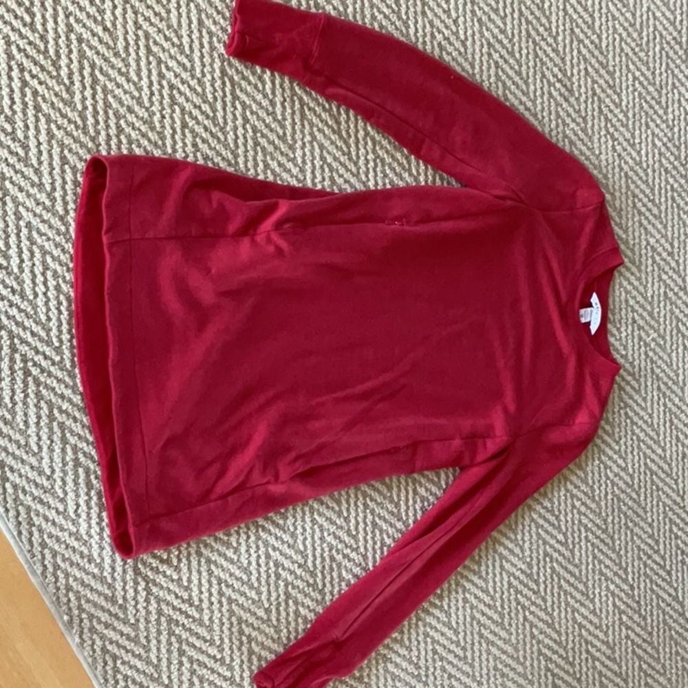 Athleta Red Fitted Long Sleeve Dress